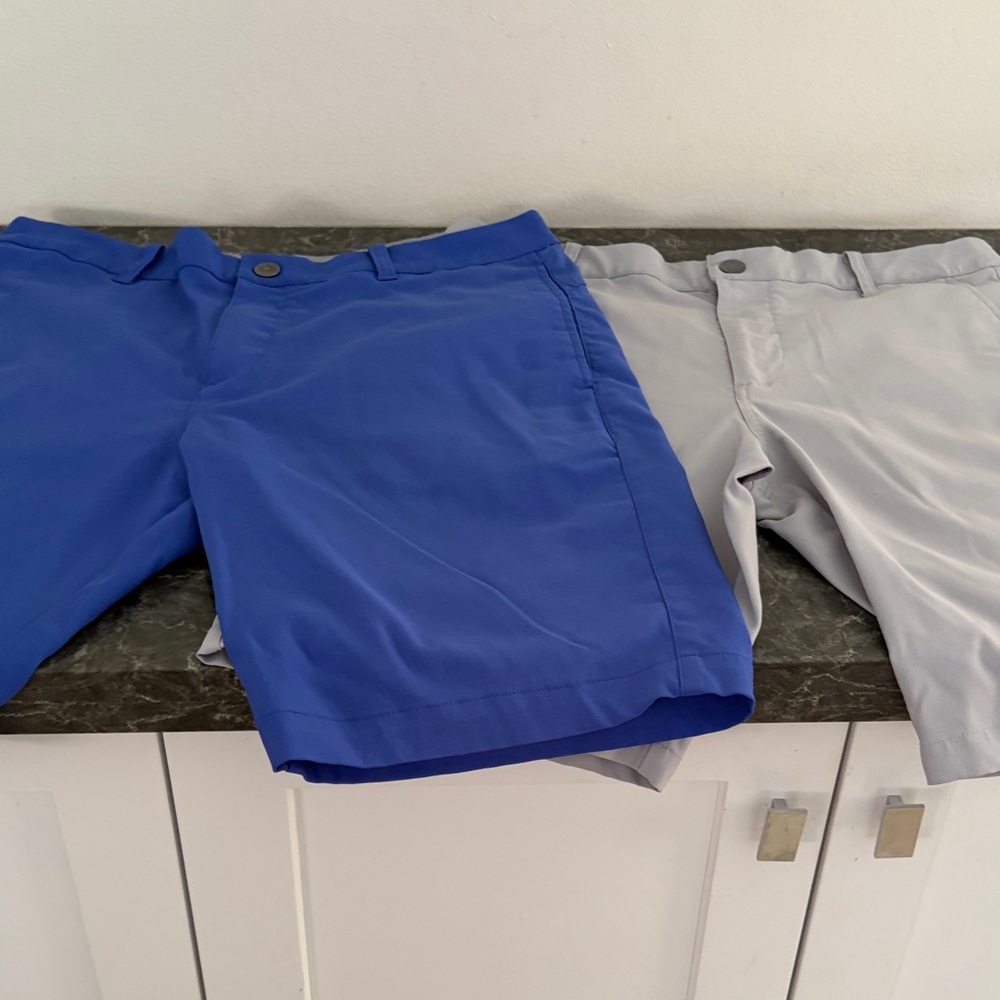 Puma Men's Blue and Gray Flat Front Shorts